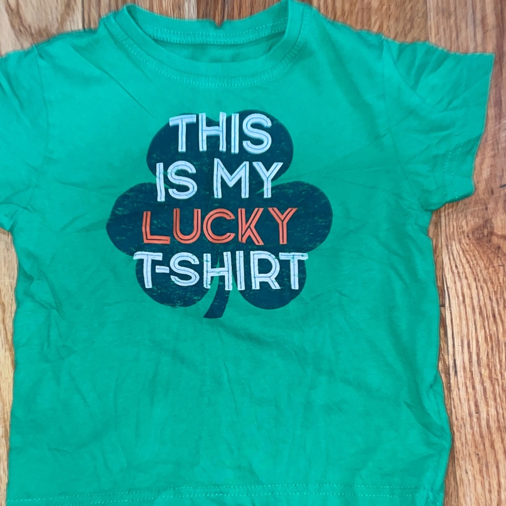 Primark Green Lucky Clover Kids Tee 2-3